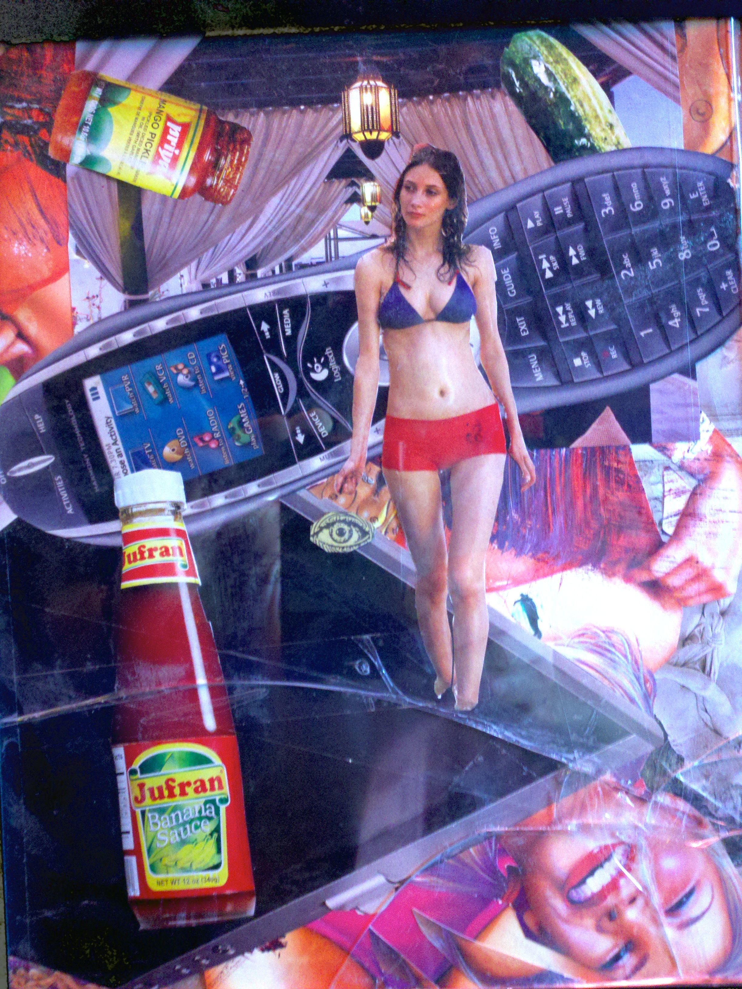 SAUCY PICKLE October 2012, Collage on broken glass