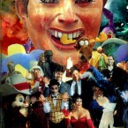 "Emergency at the Cabaret"  2000, Collage-painting on plexiglas, collection of Don Bolles